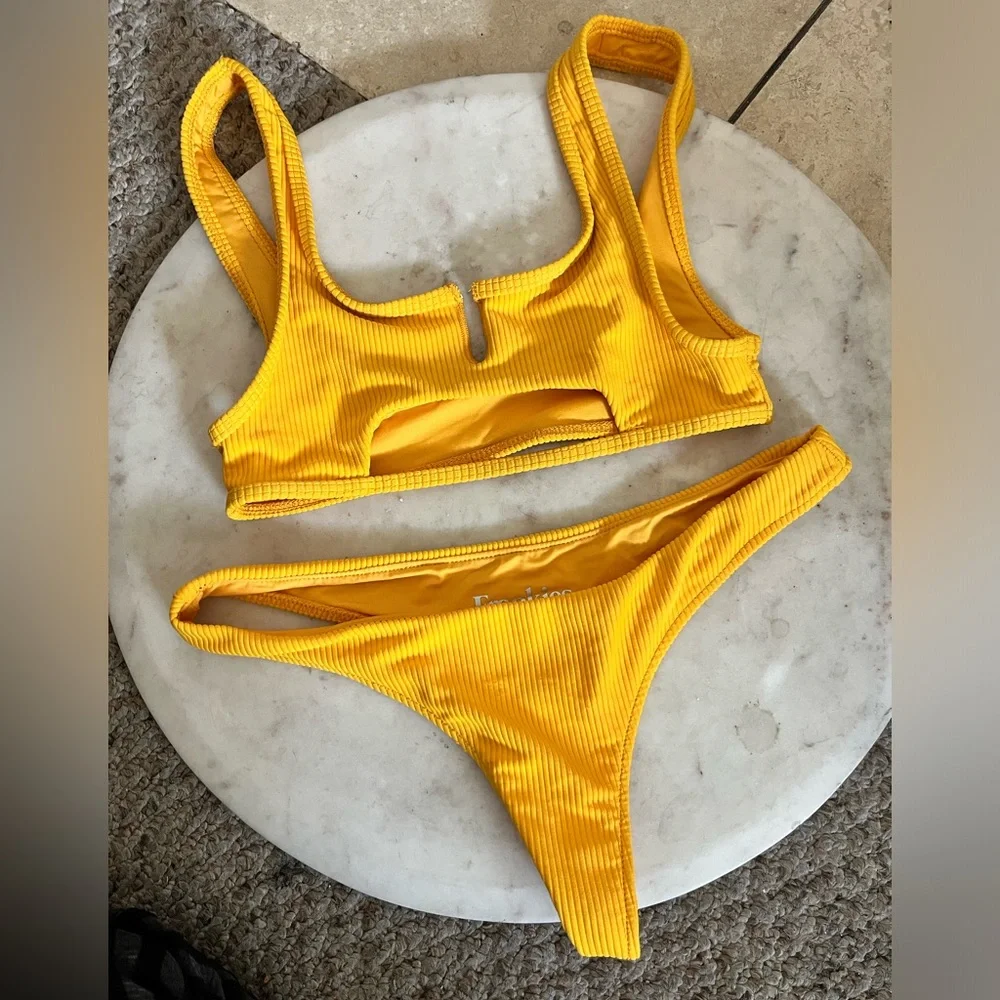 Frankie’s Bikinis yellow sexy and sporty bikini